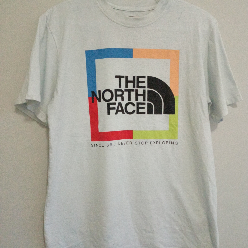 The North Face White Short Sleeve Tee with Colorful Logo
